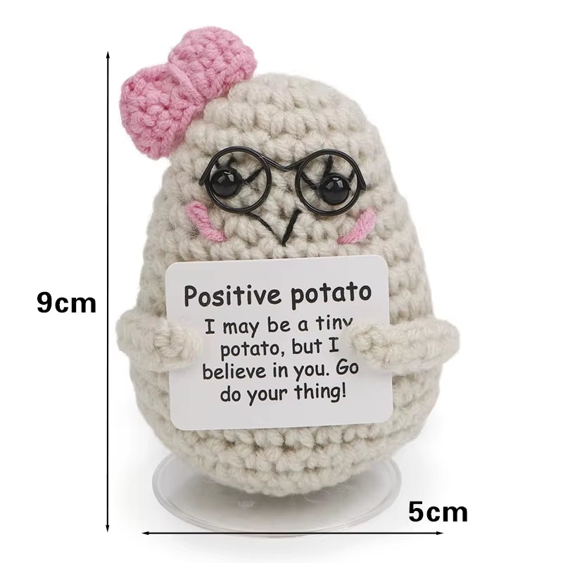 Positive Energy Crochet Doll Pocket Hug Handmade Knitted Plush Potato Plant Avocado Bee Turtle Duck Funny Emotional Support Gift