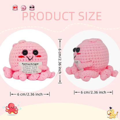 Positive Energy Crochet Doll Pocket Hug Handmade Knitted Plush Potato Plant Avocado Bee Turtle Duck Funny Emotional Support Gift