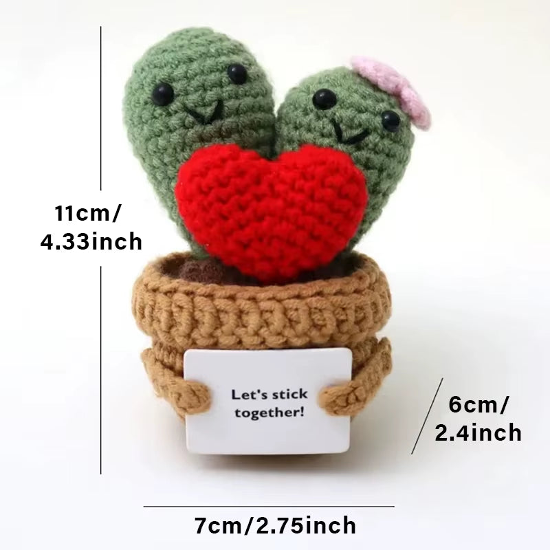 Positive Energy Crochet Doll Pocket Hug Handmade Knitted Plush Potato Plant Avocado Bee Turtle Duck Funny Emotional Support Gift
