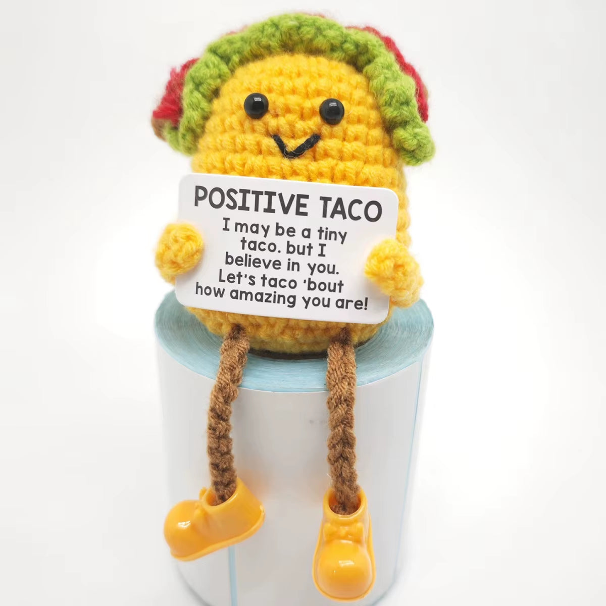 Positive Energy Crochet Doll Pocket Hug Handmade Knitted Plush Potato Plant Avocado Bee Turtle Duck Funny Emotional Support Gift
