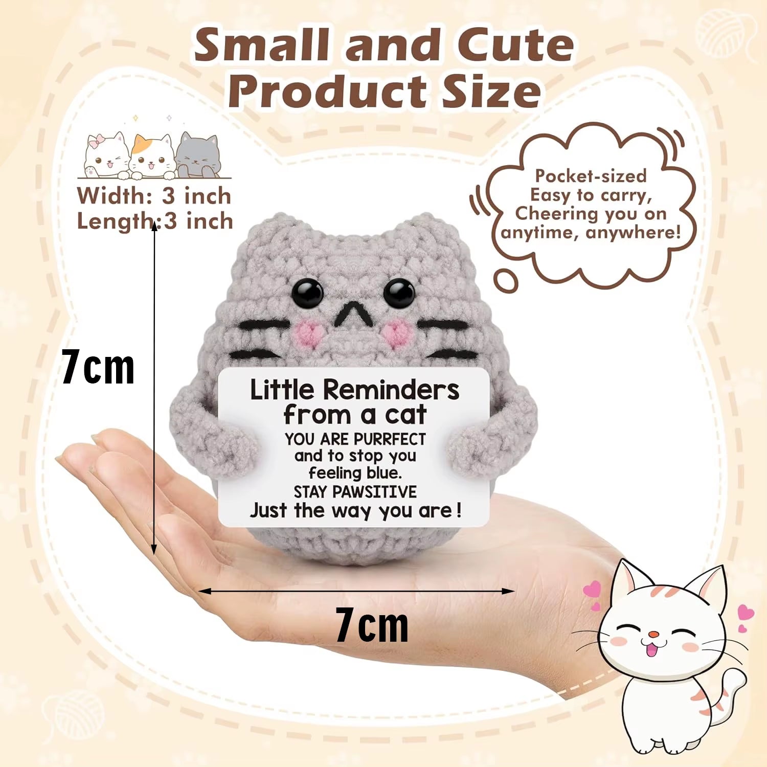 Positive Energy Crochet Doll Pocket Hug Handmade Knitted Plush Potato Plant Avocado Bee Turtle Duck Funny Emotional Support Gift