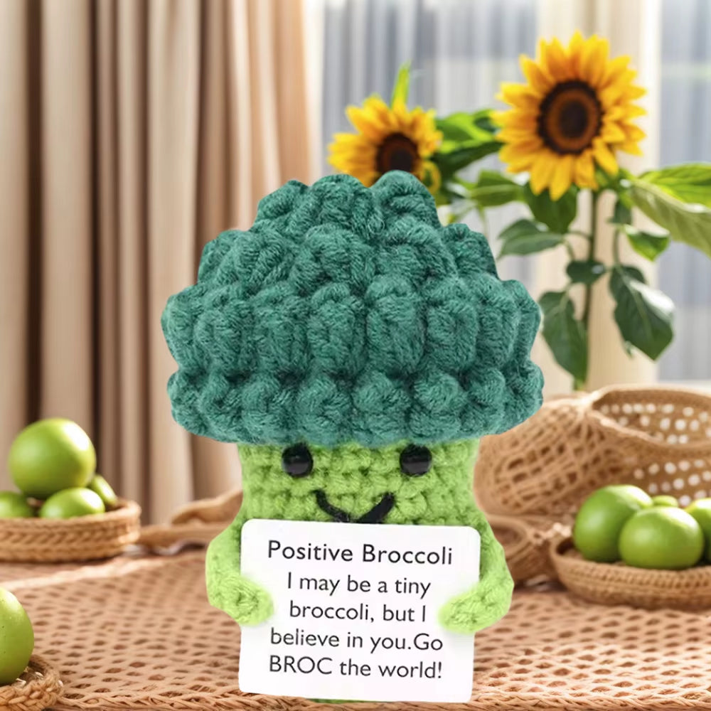 Positive Energy Crochet Doll Pocket Hug Handmade Knitted Plush Potato Plant Avocado Bee Turtle Duck Funny Emotional Support Gift