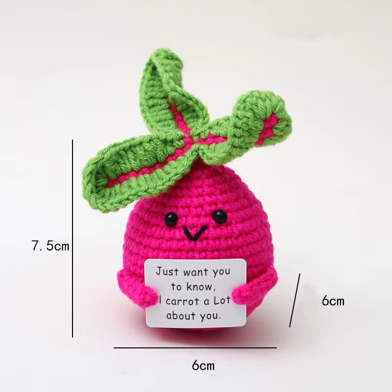 Positive Energy Crochet Doll Pocket Hug Handmade Knitted Plush Potato Plant Avocado Bee Turtle Duck Funny Emotional Support Gift