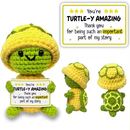 Positive Energy Crochet Doll Pocket Hug Handmade Knitted Plush Potato Plant Avocado Bee Turtle Duck Funny Emotional Support Gift