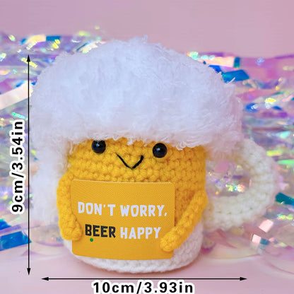 Positive Energy Crochet Doll Pocket Hug Handmade Knitted Plush Potato Plant Avocado Bee Turtle Duck Funny Emotional Support Gift