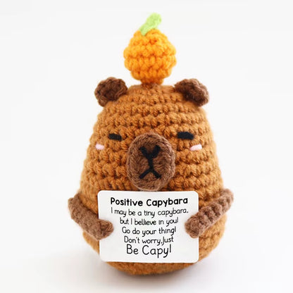 Positive Energy Crochet Doll Pocket Hug Handmade Knitted Plush Potato Plant Avocado Bee Turtle Duck Funny Emotional Support Gift