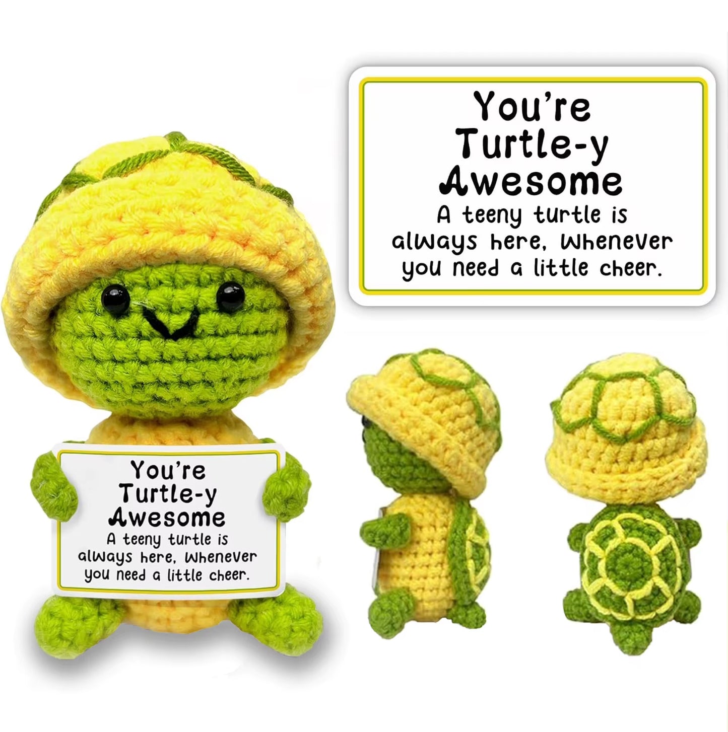 Positive Energy Crochet Doll Pocket Hug Handmade Knitted Plush Potato Plant Avocado Bee Turtle Duck Funny Emotional Support Gift