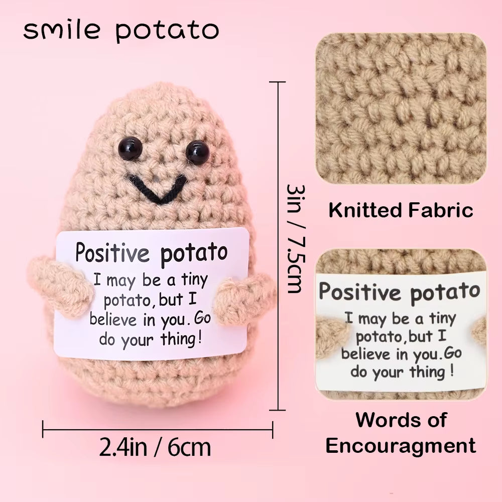 Positive Energy Crochet Doll Pocket Hug Handmade Knitted Plush Potato Plant Avocado Bee Turtle Duck Funny Emotional Support Gift
